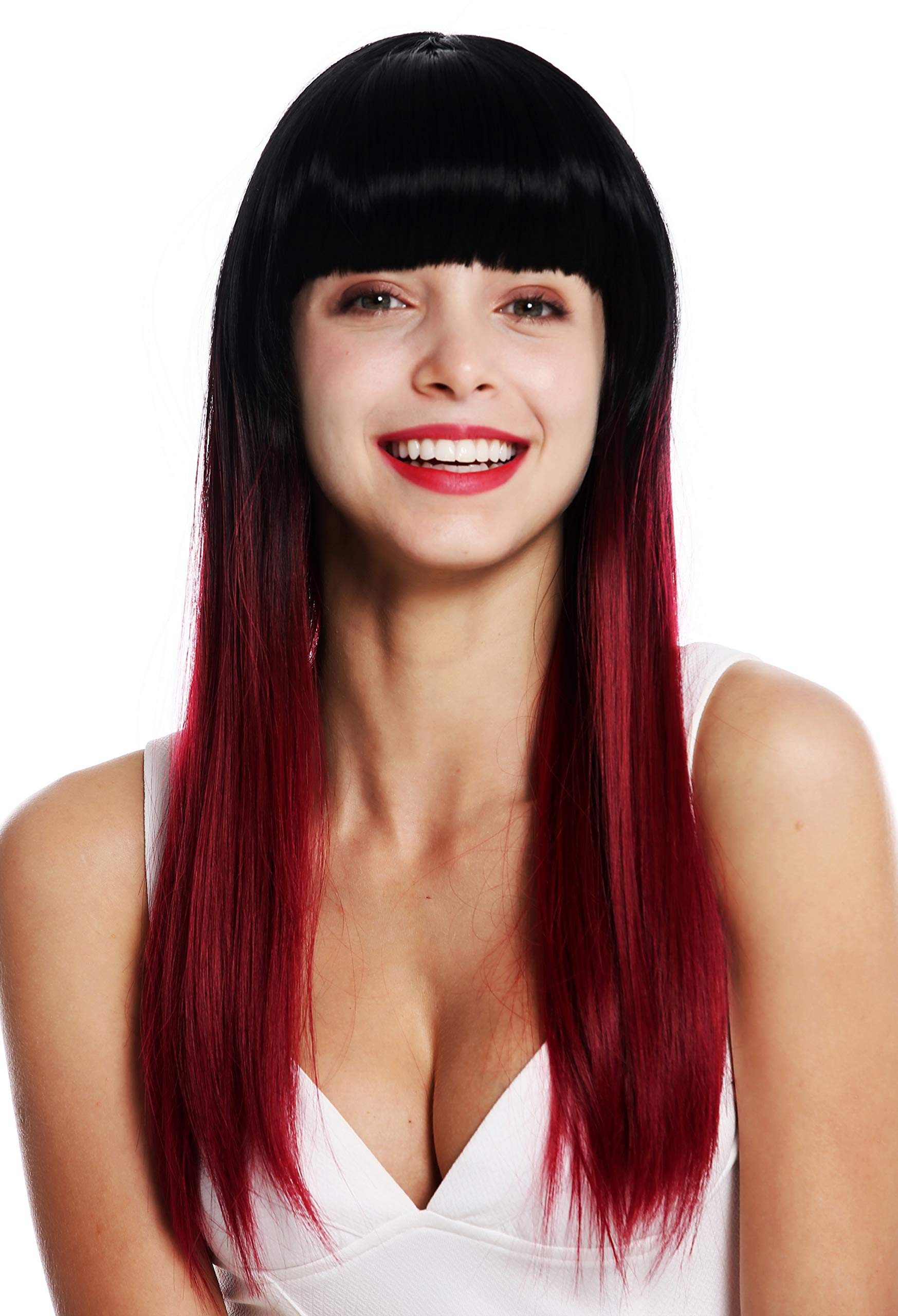 WIG ME UP - 8954-39R1 women's quality wig long sleek fringe balayage ombre mix black red
