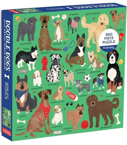 Mudpuppy Well-Trained Dogs 500 Piece Jigsaw Puzzle - Cute Dogs Working Out, Fun Family Activity For Ages 8+
