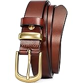 WOLFANT Womens Belts for Jeans in Gift Box,1.1" Ladies Belt with Gold Buckle,100% Italian Full Grain Real Solid Leather