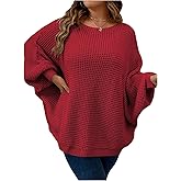 SOLY HUX Women's Plus Size Oversized Sweater Fall Fashion Crewneck Long Sleeve Casual Pullover Tops
