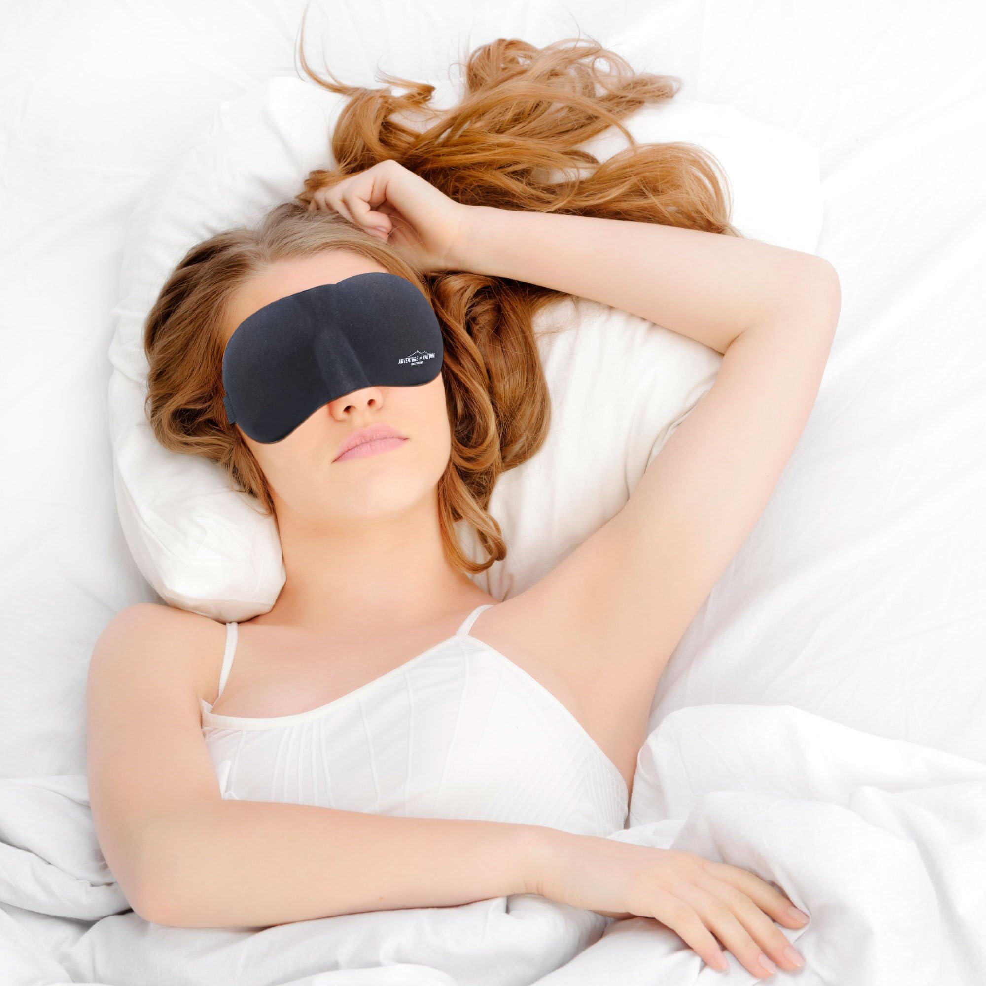 Sleeping Kit - Best Eye Mask with Comfortable Carry Pouch & Ear Plugs for Perfect Sleep By Adventure At Nature