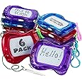 Bedwina Mini Magnetic Drawing Board for Kids - (Pack of 6) Backpack Keychain Clip Drawing Boards, Erasable Doodle Sketch Writing Pad Boys & Girls, Birthday Kids Party Favors