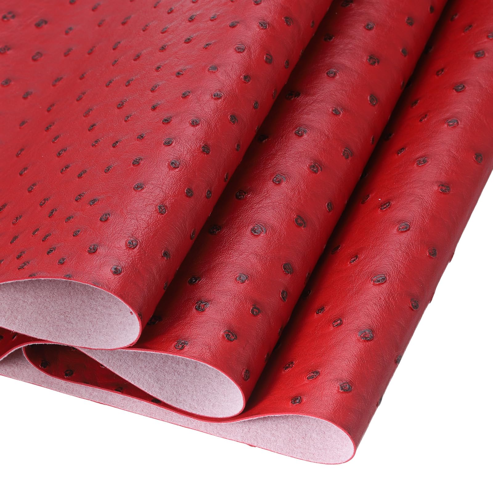 DMiotech Faux Leather Sheet 53 Inch x 12 Inch Ostrich Dark Red PU Leather Roll for Handmade DIY Craft Projects