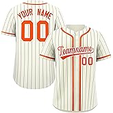 Custom Pinstripe Baseball Jersey Hipster Hip Hop Sports Shirts Personalized Team Name Number for Men Women Youth