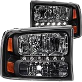 ANZO USA 111106 Ford Black Amber Headlight Assembly - (Sold in Pairs)