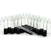 24, Clear, 10 ml Glass Roll on Perfume Bottles with 3 ml Dropper