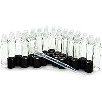 24, Clear, 10 ml Glass Roll on Perfume Bottles with 3 ml Dropper