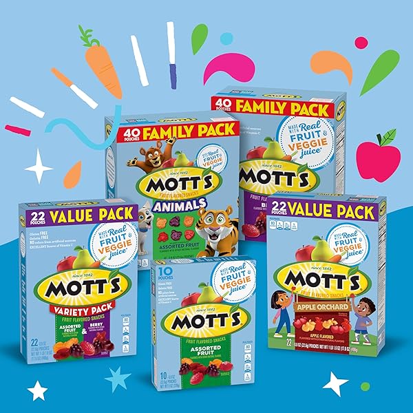 MOTT’S FRUIT FLAVORED SNACKS, BERRY, GLUTEN FREE SNACK, FAMILY PACK, 40 CT, 32 OZ