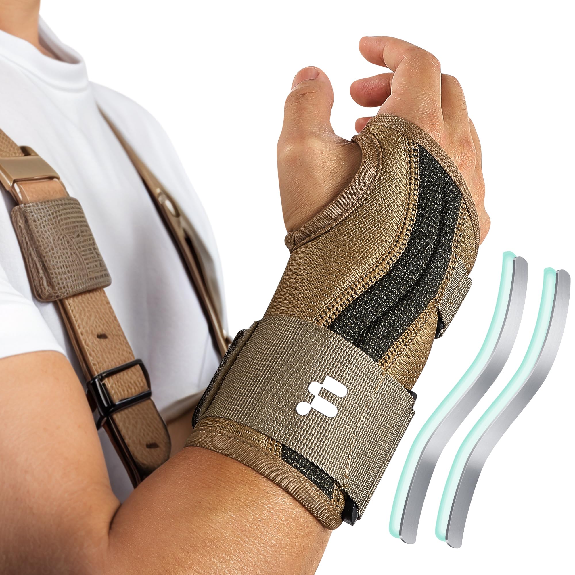 Fitomo Wear Resistant Kevlar Wrist Support with Removable Aluminium Stays for Men Women, Carpal Tunnel Wrist Splint for Arthritis, Tendonitis, Repetitive Strain, Adjustable Wrist Brace for Work Sleep