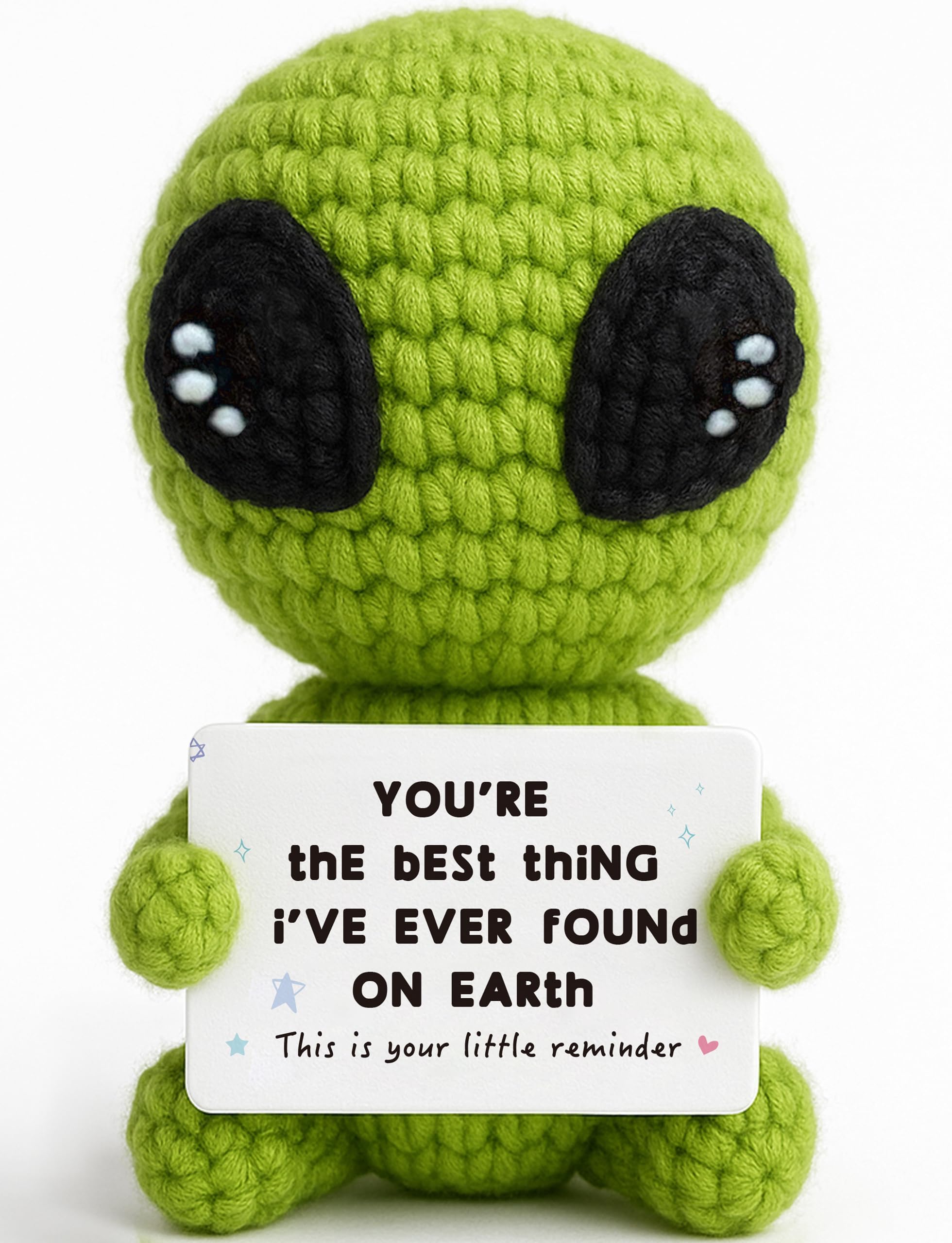 Crochet Alien Plush with Love Message - Handmade Cute Valentine Gift for Girlfriend Boyfriend Wife Husband Couple.Mom Gifts from Daughter Son — image 1