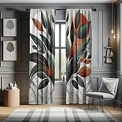 Ambesonne Boho Window Curtains, Mid Century Modern