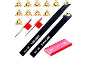 GENERIC Lathe Turning Holders Threading Tool - Metal Lathe Cutting Tools 1/2" External SER1010H11+3/8" Internal SNR0010K11 Turning Holders with Indexable Carbide Inserts 10pcs Golden for Lathe Tools