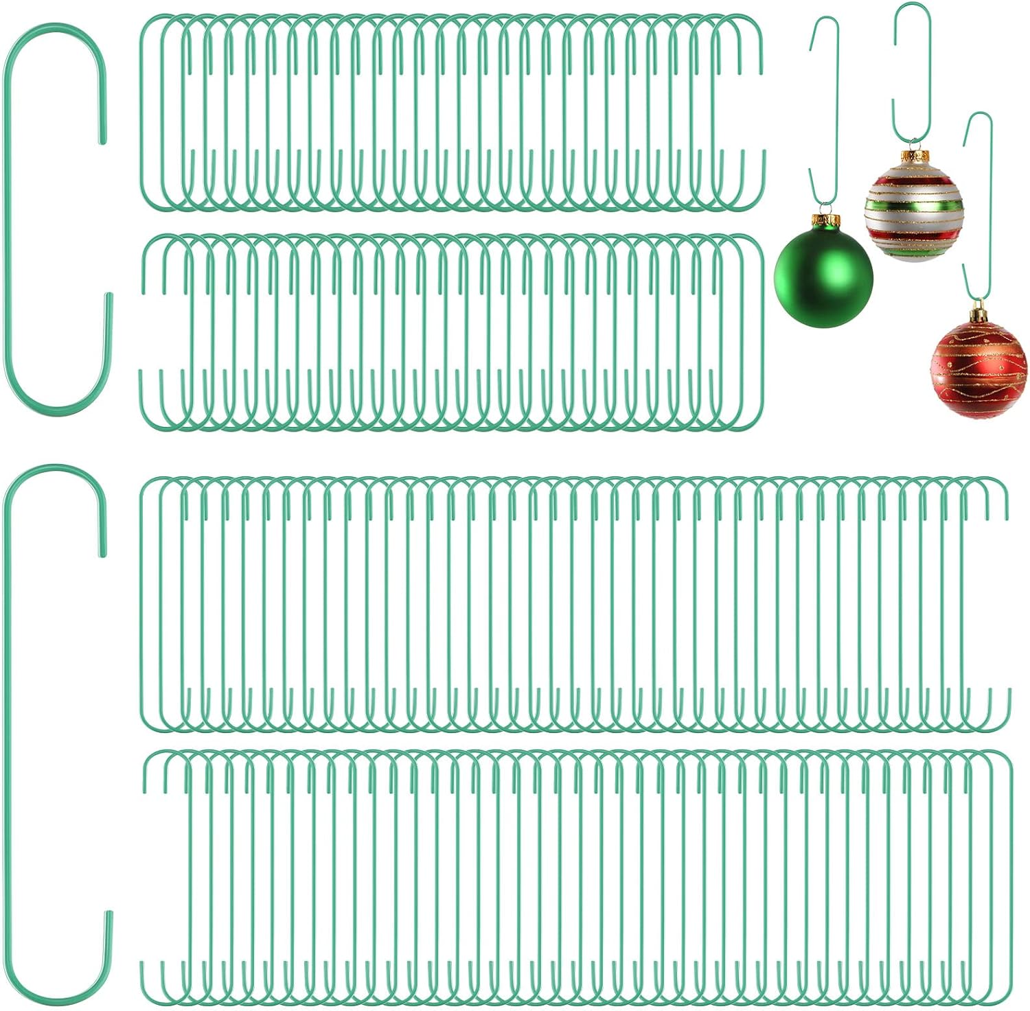 Ornament Hooks - 720 Pcs Christmas Ornament Hooks Xmas Ornament Hangers Metal Wire Ornament Hanging Hooks Christmas Tree Hangers Kitchen Christmas Decorations, Green, 2 Size,480 Pcs 1.4 Inch, 240 Pcs 2.5 Inch