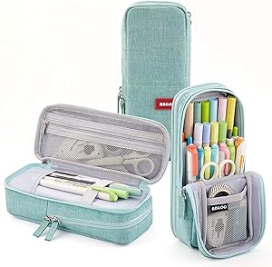 CICIMELON Standing Pencil Case Pencil Holder Multi-Layer Pencil Pouch Bag Gift for School Office Teen Girl Boy Women Kid Adult Student -Green