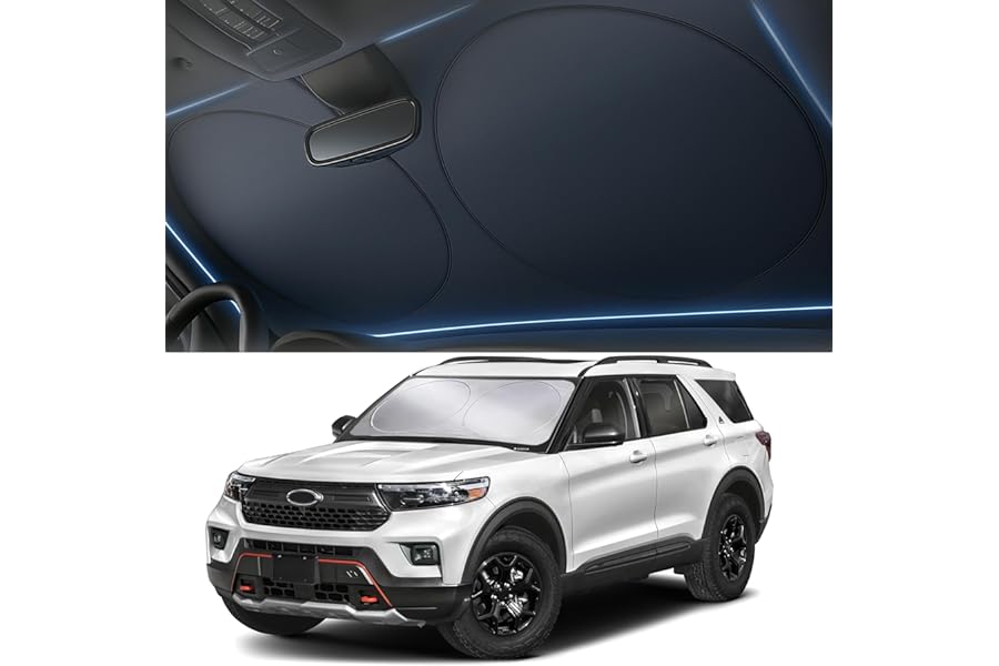 Autovir Windshield Sun Shade, Foldable Car Window Shades, 280T Visor Shade