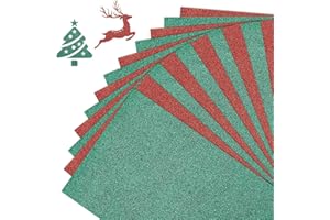 WADORN 20 Sheets 2 Colors EVA Foam Sheets with Glitter, 11.8x7.9 Inch Crafts Foam Sheets 1.5mm Thick Rectangle Handicraft Pap