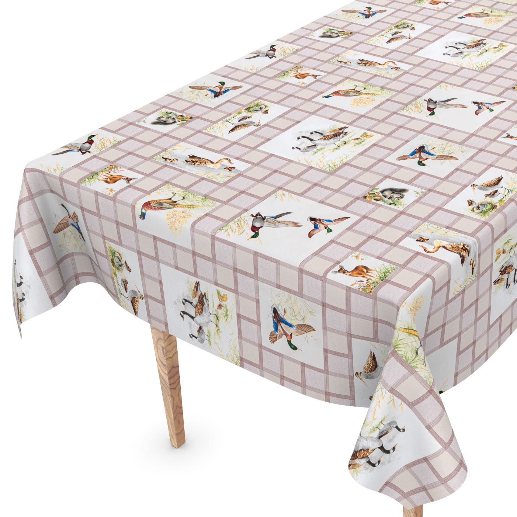 Washable Oilcloth Tablecloth 180 x 140 cm Cut Edge Hunting Motif Garden Tablecloth Oilcloth