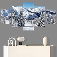 SIGNWIN 5 Panel Canvas Wall Art Modern Art Forest Multicolor Photography Relax/Calm Romantics Scenic for Home Decorations Ready to Hang - 60
