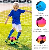 APOMOONS Inflatable Rainbow Soccer Ball 9 Inch PVC Neon Football with Hand Pump view 3