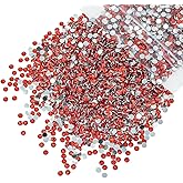qiipii 5300PCS 3mm Siam Red Crystal Resin Rhinestones for Crafting SS10 Flatback Stones Bulk Non-Hotfix Ruby Red Diamonds Crystals Gems Charms for Nails Face Eyes Makeup Mugs Tumblers Bottles Crafts