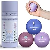 Mindzen Lavender Stress Balls for Adults | Aroma Infused for Anxiety and Stress Relief | Enhance Mindfulness & Focus | Tri-Strength Physical Therapy Hand Grip Exercise and Calming Sensory Fidget Tool