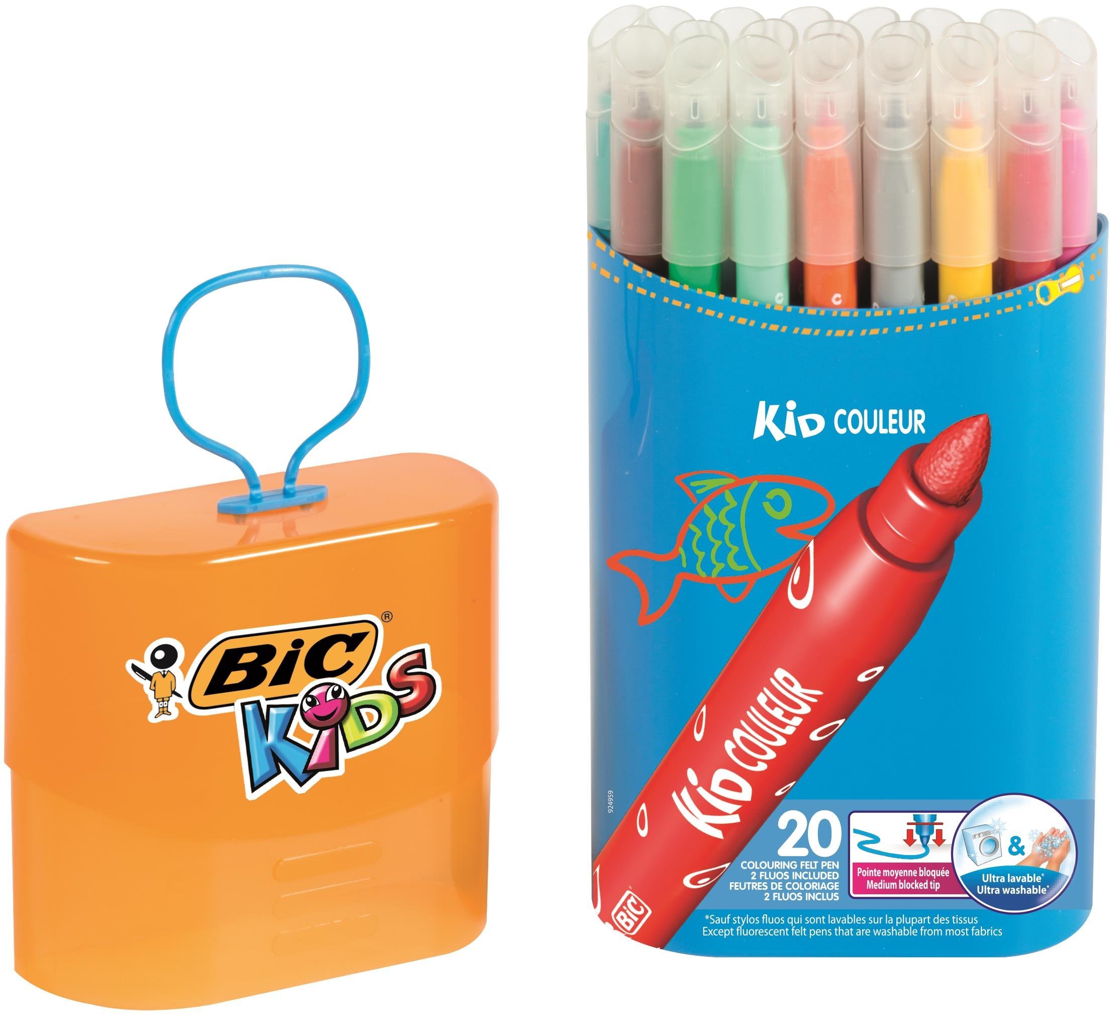 BIC Kids Kid Couleur Colouring Pens - Assorted Colours, Durable Case of 20