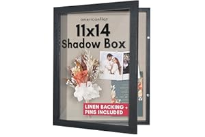 Americanflat Front Opening 11x14 Shadow Box Frame with Shatter-Resistant Glass - Silhouette Collection - Shadow Box Display Case for Tabletop and Wall Display - Black