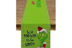 PUDODO Merry Christmas Table Runner Green Xmas Buffalo Plaid Check Winter Holiday Party Decoration Fireplace Kitchen Dinning Home Decor 72Inches Long