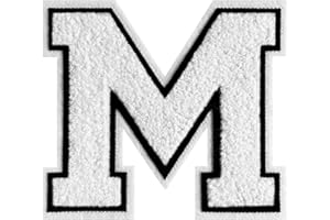 GROZON Varsity Letter Patches White Chenille Letter Patches 4-1/2" Letterman Jacket Patches Large Iron on Letter Patches for Clothing (White-M)