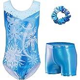 Zaclotre Gymnastics Leotards for Girls Sparkly Ballet Dance Biketards Tumbling Outfit with Matching Shorts Set