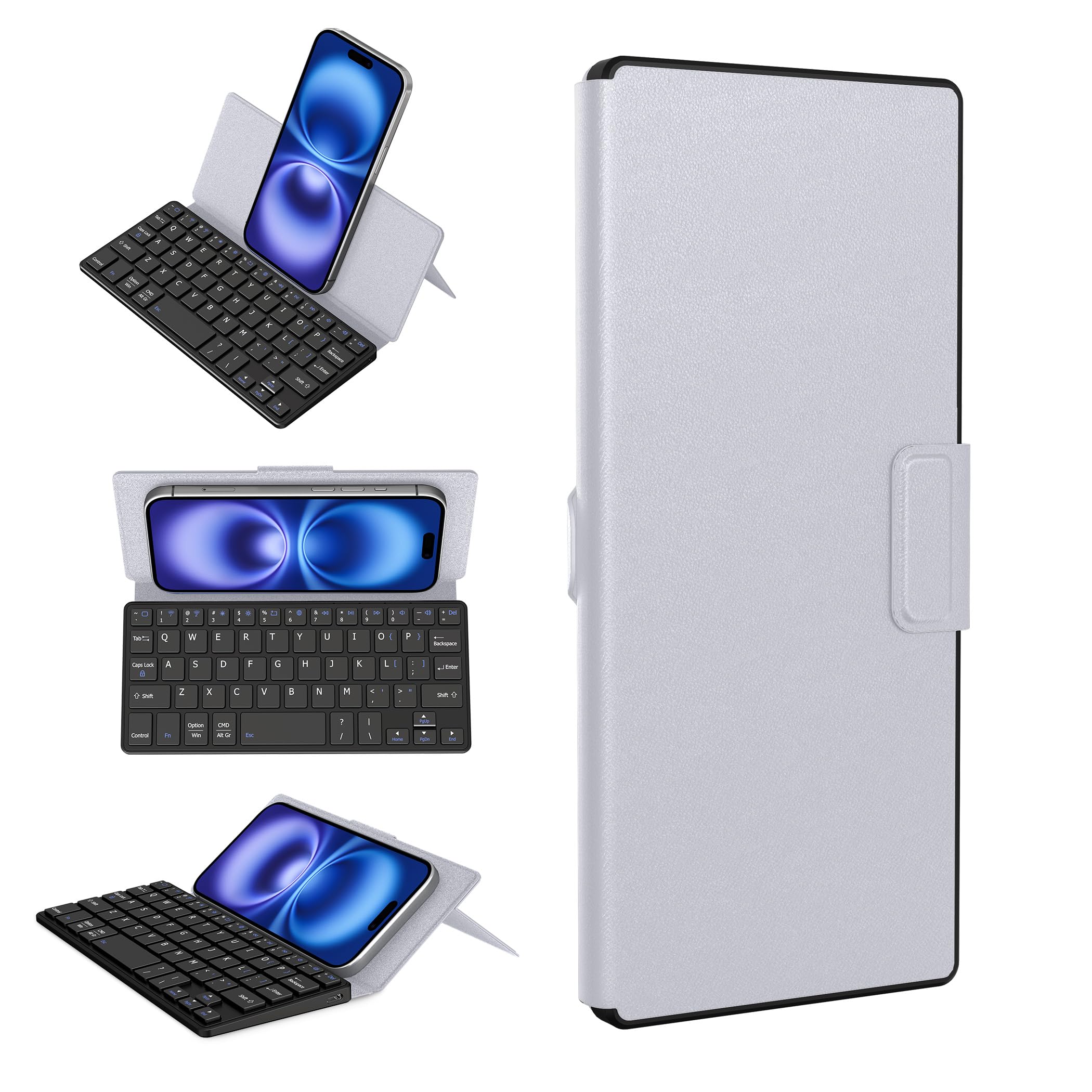 Photo 1 of CACOE Mobilephone Mini Bluetooth Keyboard, Ultra-Thin, Portable and Foldable, Dual-Channel, Suitable for Smartphones and iOS/Android/Windows Systems, Grey