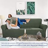 MAXIJIN Newest Jacquard Sofa Cover 2 Seater Army Green Elastic Non Slip view 2