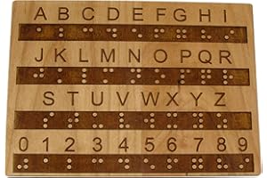 Creative Escape Rooms Made in USA - Raised Dots Braille Alphabet and Number Wood Board - Learn Braille - Tactile Montessori - Teaching Aid
