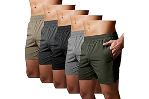 GYM REVOLUTION Men's 5'' Workout Athletic Quick Dry Shorts Running Training Short with Zipper Pockets