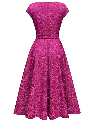 DRESSTELLS Women's Cocktail Formal Party Sequin Wedding Guest Dress 2026,  Sparkly Black Tie Modest Prom Bridesmaid Evening Gowns Glitter Hot Pink M  in Dubai - UAE | Whizz Cocktail