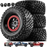 4PCS 1/8 1/7 RC Short Course Truck Tires and Wheels 17mm Hex All Terrain Off Road Tyres OD 5.31'' for 1:7 1:8 RC Buggy Truck Car HSP TRAXXAS UDR FS FSR Atom ARRMA Mojave EXB YK4072 DF7 (Red)