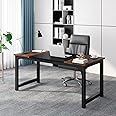 Tribesigns 63” Executive Desk, Large Office Computer Desk with Thicken Frame, Modern Simple Workstation Business Furniture for Home Office, Rustic Brown/Black