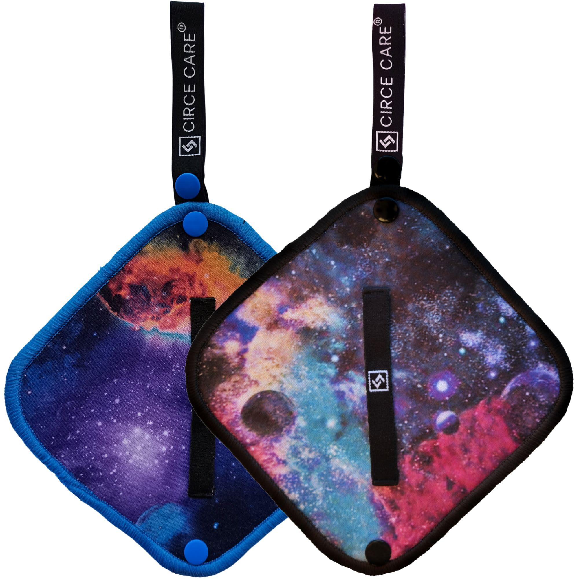 CIRCE CARE Pee Cloth:Silver Infused Pee rag for Women who Pee Outdoors, Reusable Absorbent Wipes, Eco alt. to Toilet Paper, Female Urination Solution for Camping, Hiking (2pc Combi- Black+BlueGalaxy)