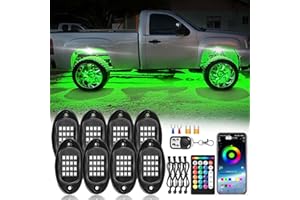 ZONECONA 8Pods RGB LED Rock Lights Kit with APP/RF Remote Control Dual Zone Brake, Bright Underglow Multicolor Neon Underbody Light Waterproof 12V for Trucks Pickup Jeep Golf Cart SXS ATV Off Road Vehicles