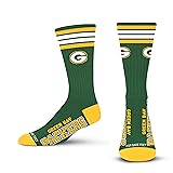 For Bare Feet NFL 4 Stripe Deuce Crew Sock, Green