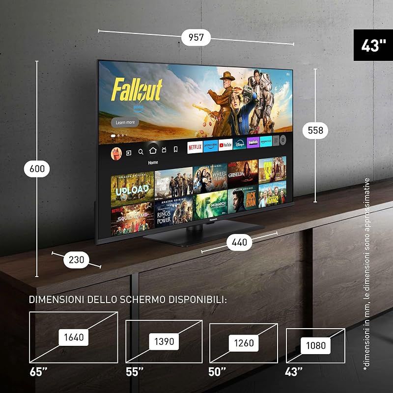 Premium TV-43W85BEZ, Serie W85B, 43 Pollici, Smart TV QLED 4K Ultra HD, 2025, 120Hz, Fire TV, Dolby Vision e Atmos, Modalità Game Extreme, Supporto Alexa, Apple, Bluetooth, Nero