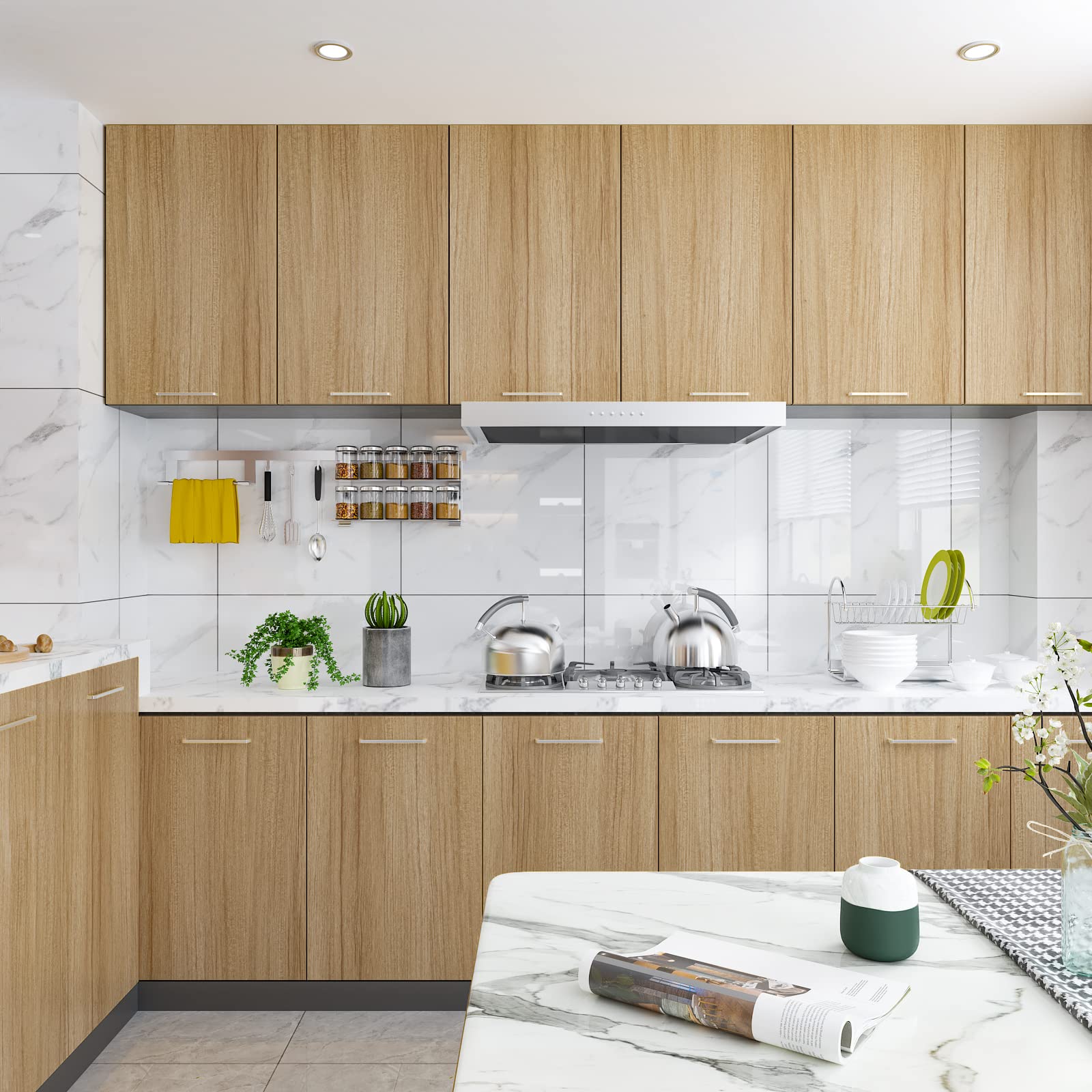 CRE8TIVE Brown Faux Wood Wallpaper Contact Paper for Kitchen Countertops Vinyl Wrap Wood Effect Retro Wallpaper Furniture Stickers Wall Paper for Bedroom Living Room Bathroom Cabinet 30cm x 200cm