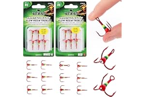 Vexan Treble Hooks w/Glow Crystals - High Carbon Steel Treble Fishing Hooks - Strong & Sharp Fishing Treble Hooks - Saltwater Treble Hooks, Freshwater Fishing Hooks