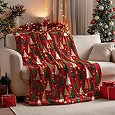 Horaldaily Christmas Sherpa Flannel Blanket Throw, Christmas Red Tree Soft Fuzzy Plush Cozy Fleece Blankets for Couch Sofa Bed Lounging, Ideal Gifts for Kids Adults Wife Self, 50x60