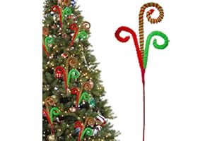 CHERICA Candy Cane Grinchs Christmas Decorations, 6 Pcs Limo Green Christmas Tree Picks, 17 Inch Red and Green Christmas Ornaments for Christmas Tree Topper Filler, Big Large Candyland Xmas Decorations