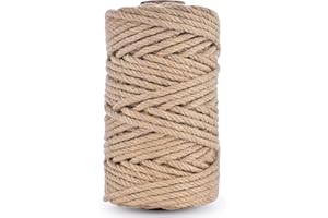 MKMJ Natural Jute Twine 164ft 6mm,4Ply Twisted Thick Twine Rope Strong Jute String Roll for Crafts Gift Wrapping Gardening Home Decor Bundling Cat Scratching Post