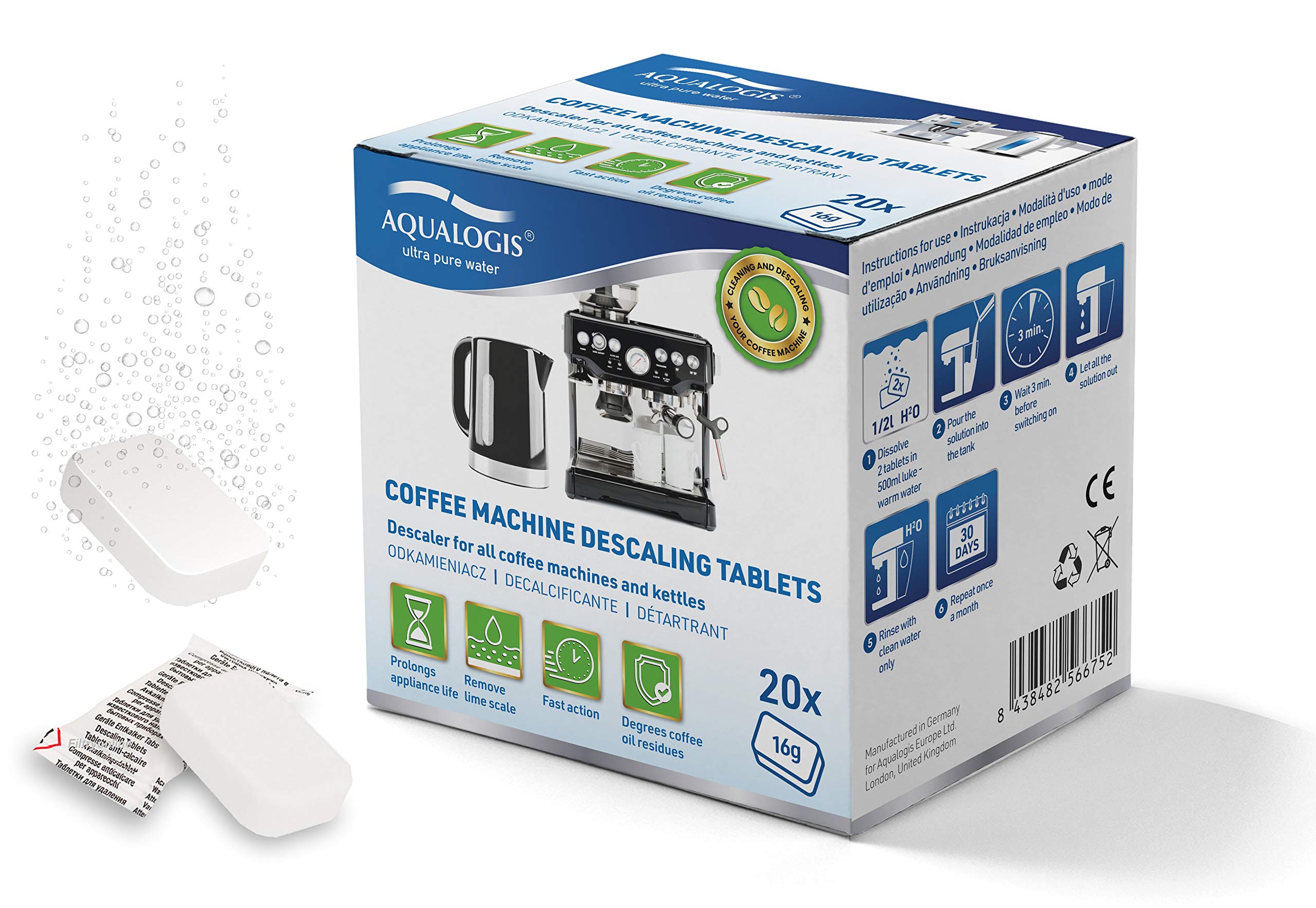 Large Descaling Tablets, Compatible with Tassimo TCZ6004, Krups F054, Bosch TZ8002 (Pack of 20)