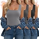 Velvelhall 3 Pack Women's Thermal Tank Tops, Fleece Lined Square Neck Underwear Tops Sleeveless Warm Camisole Base Layer Vest(Black, Light Gray, Dark Gray,Small)