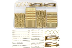 Flareann Bobby Pins Set Gold – Hair Accessories Kit for Women & Girls with Bobby Pins, U Shape & Spiral Pins, Perfect for Wed