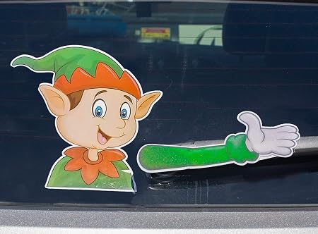 Amazon 5つ星 スーパーデール 後部 車 窓 アニメ 動く波 ワイパー ブレード タグ デカール ステッカー 手 クリスマス ホリデー フロントガラス デコレーション グリーン ステッカー デカール 車 バイク